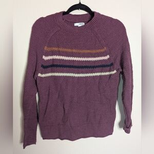 Sonoma Women's Plum Sweater with Multicolor Stripes Size S